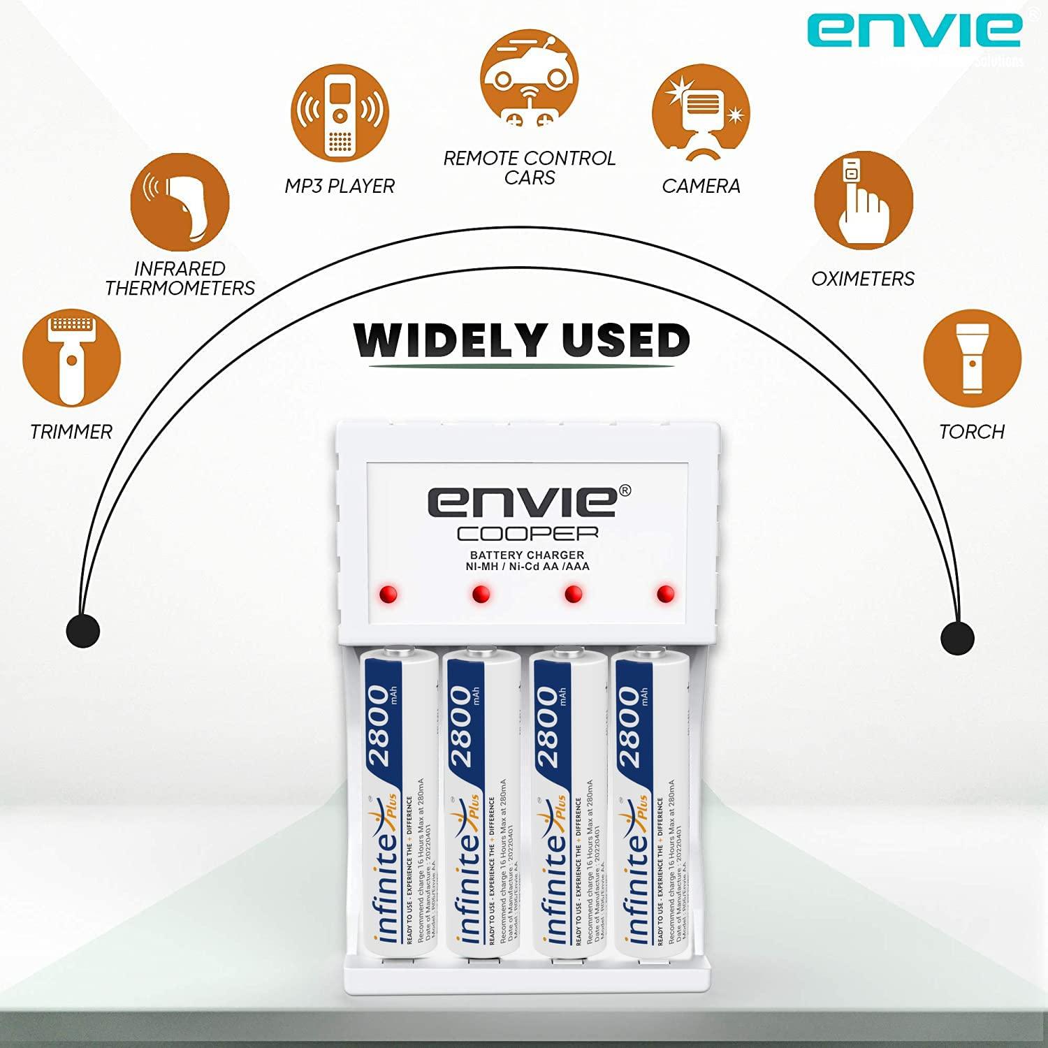 ENVIE (ECR 20 MC+4xAA2800) Standard Rechargeable Battery Charger for AA & AAA Ni-mh/Ni-Cd with 4xAA2800 Rechargeable Batteries - Digitek