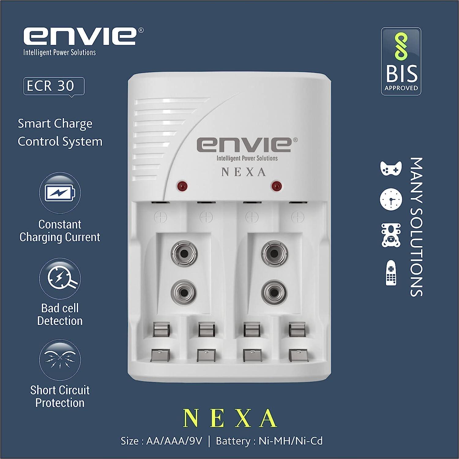 ENVIE (ECR 30) Charger NEXA ECR 30 Smart Charge Control Charger System for AA & AAA & 9V Rechargeable Batteries - Digitek