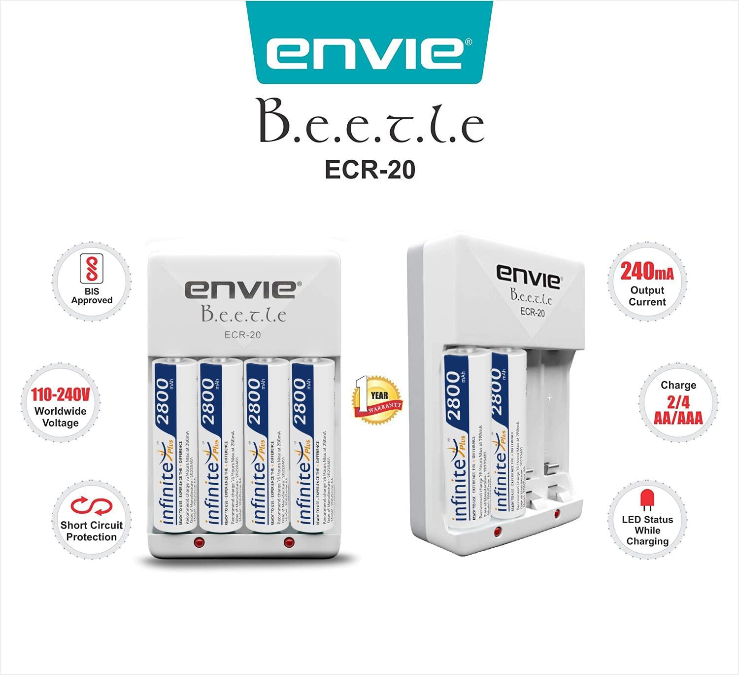 ENVIE (ECR20+AA2800 4PL) Charger for AA & AAA Rechargeable Batteries - Digitek