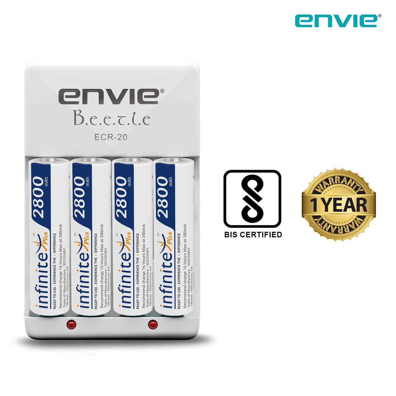 ENVIE (ECR20+AA2800 4PL) Charger for AA & AAA Rechargeable Batteries - Digitek