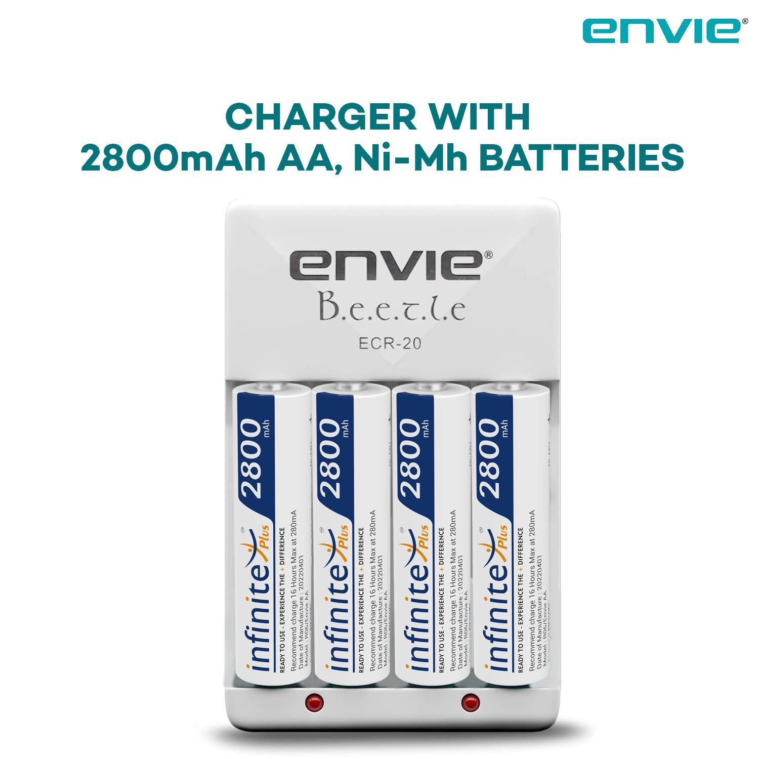 ENVIE (ECR20+AA2800 4PL) Charger for AA & AAA Rechargeable Batteries - Digitek