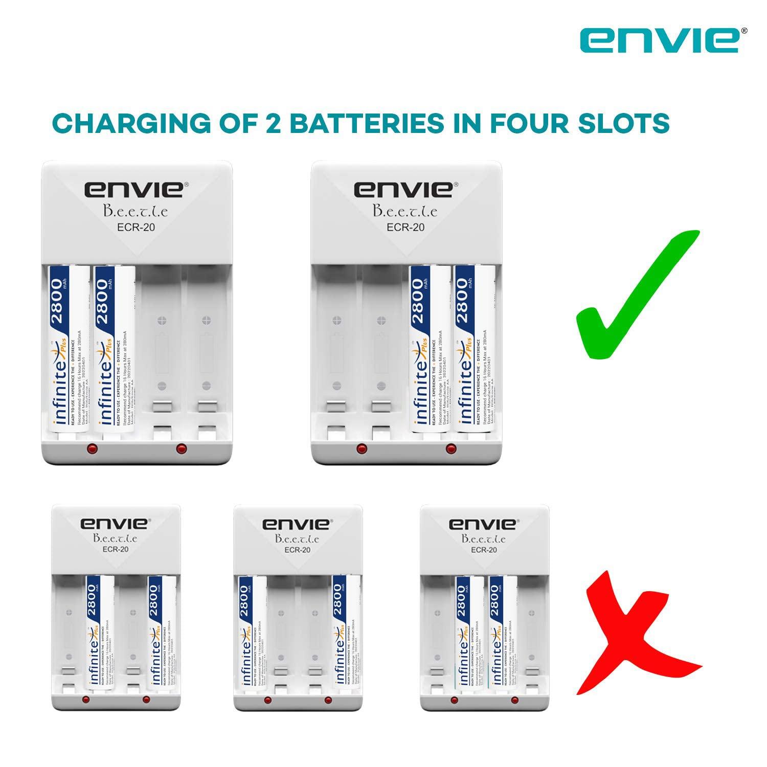 ENVIE (ECR20+AA2800 4PL) Charger for AA & AAA Rechargeable Batteries - Digitek