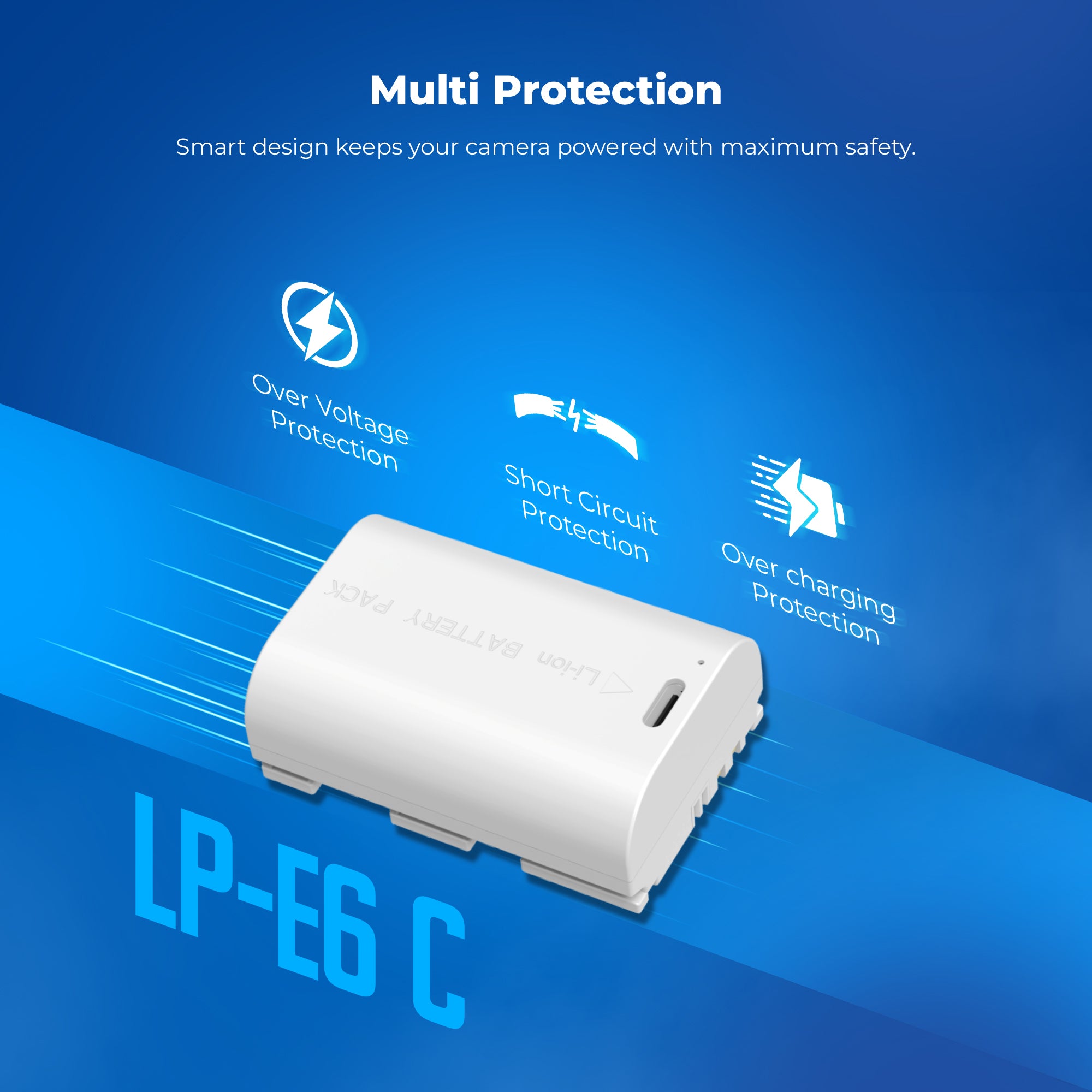 Digitek Platinum (LP-E6 Type C) 3000mAh Extra Power Li-ion Battery for Canon DSLR Cameras with Type-C Charging Cable, For Canon XC10, XC15, EOS 60D–90D, 5D series, 6D series, 7D series, and EOS R/RA/R5/R6/R7