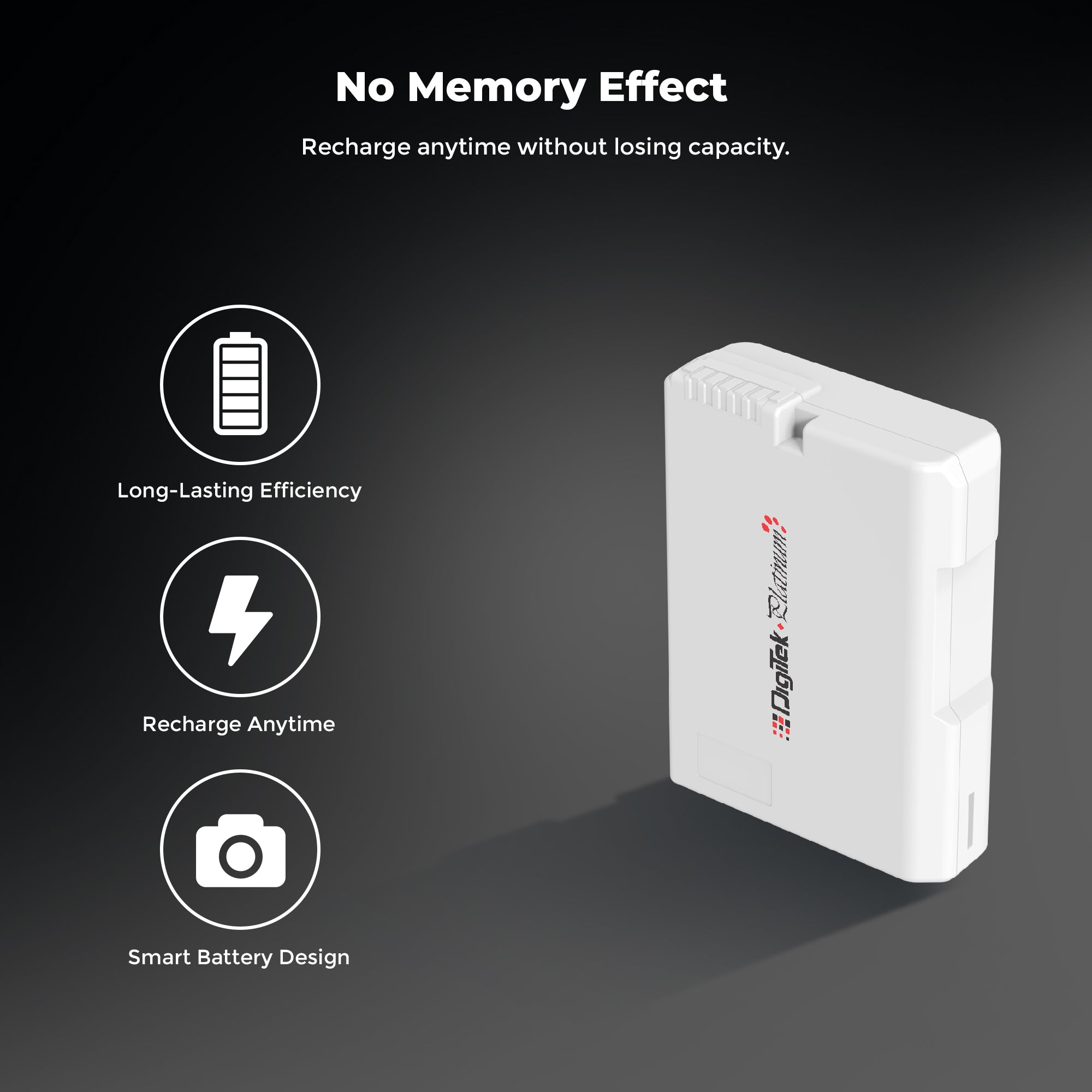 Digitek Platinum (EN-EL14 Type C) 1350mAh Li-ion Battery for Nikon DSLR Cameras with Type-C Charging Cable, for Nikon D3100, D3200, D3300, D3400, D3500, D5100–D5600, DF DSLR, and Coolpix P7000–P7800