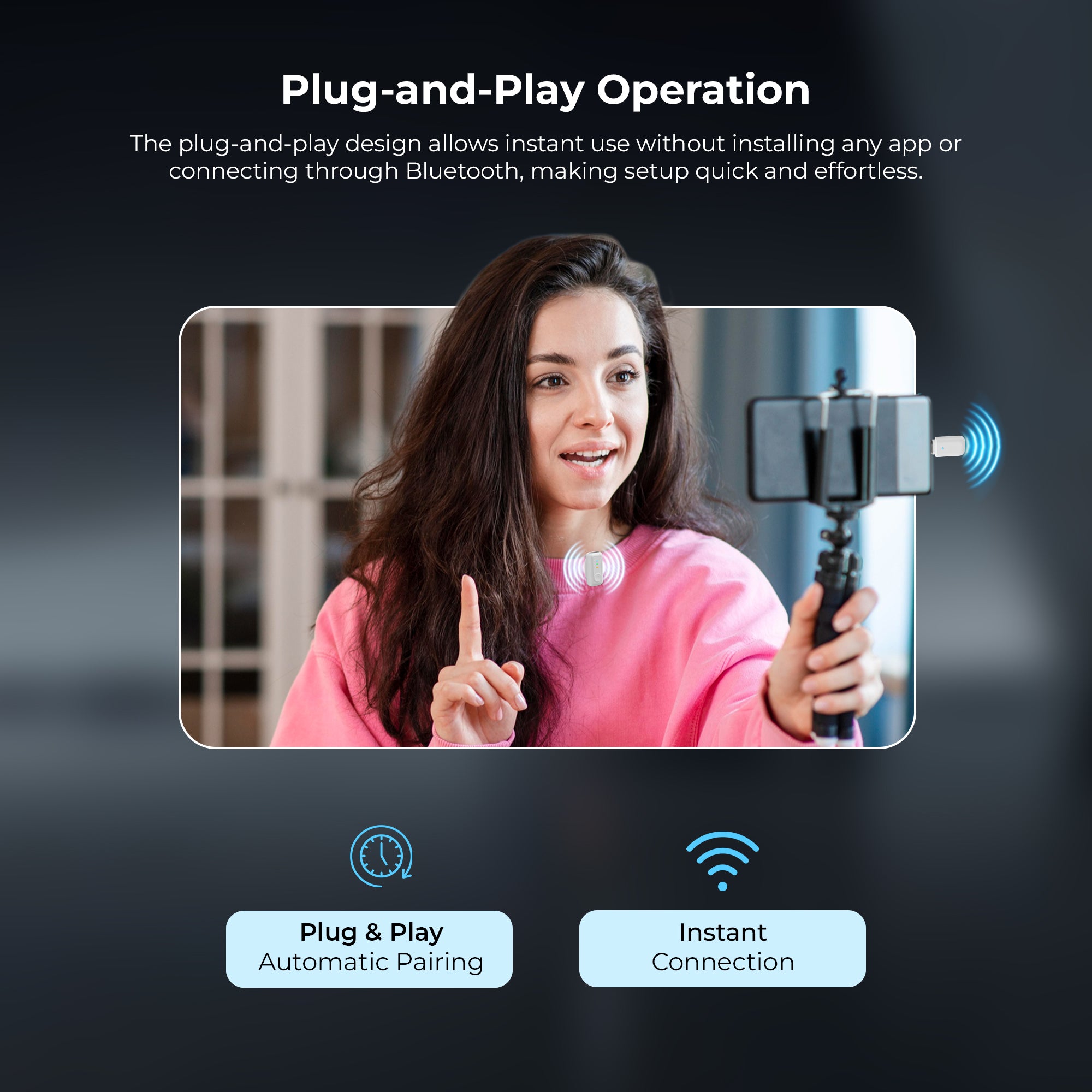 Digitek (DWM 123) 2-in-1 Wireless Microphone System with Charging Case & Magnetic Collar Clip, Type-C Receiver for iPhone 15 & Above, Android Phones, 60m Range, Build in Microphone, For Creators and Vloggers (White)