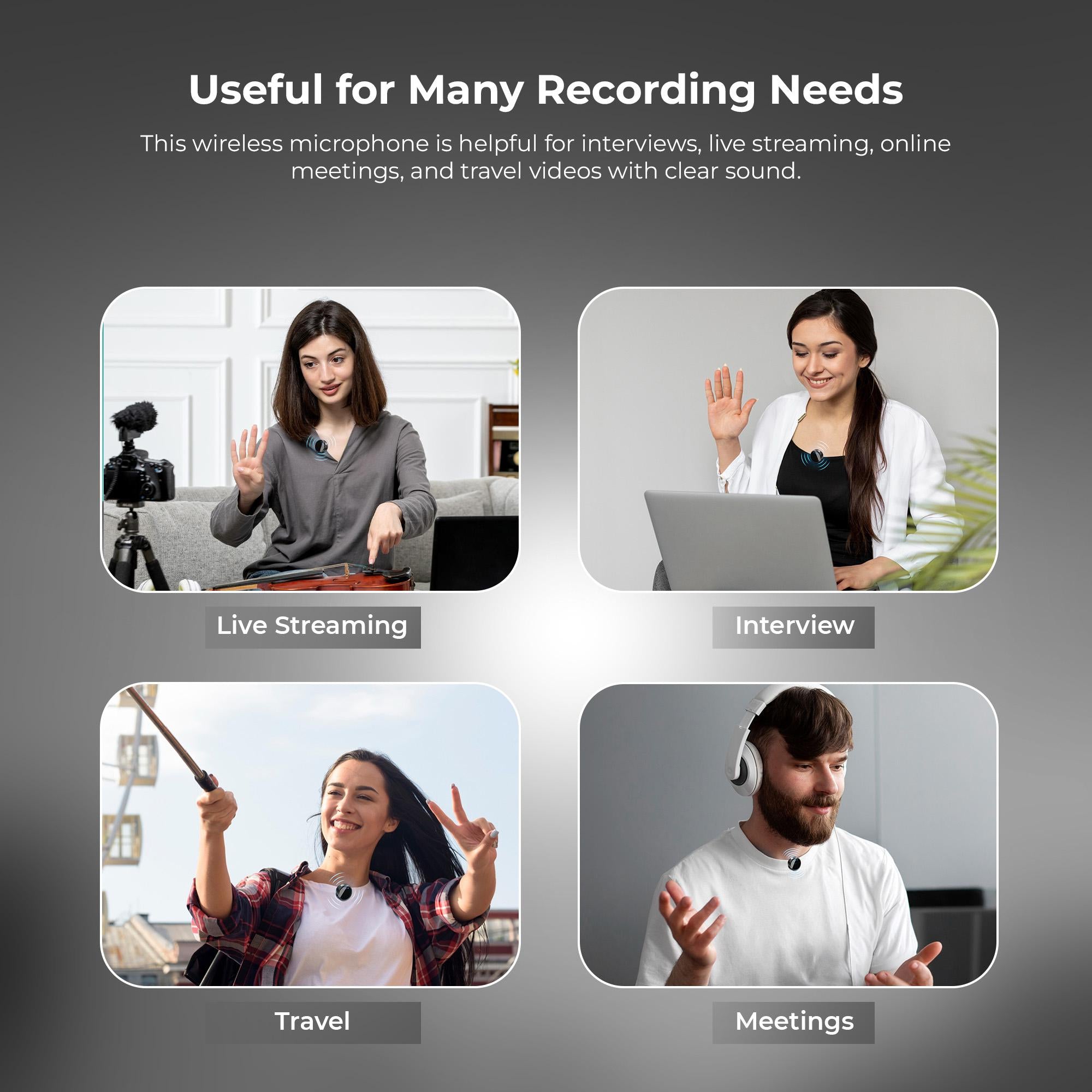 Digitek (DWM-124) 2-in-1 Wireless Microphone System for iPhone 15+ Above & Type-C Android, 80m Range, Noise Reduction & Echo Modes, For Creators & Vloggers