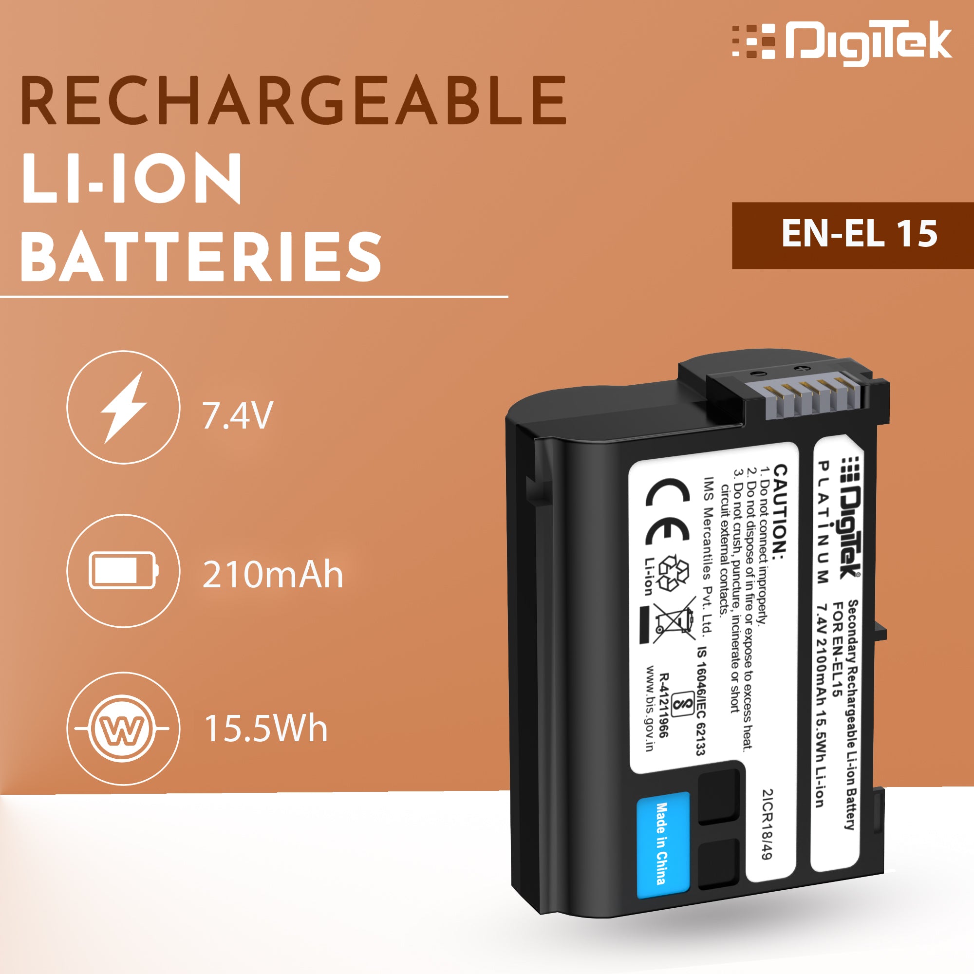Digitek (ENEL-15 Platinum) Rechargeable Battery for Nikon