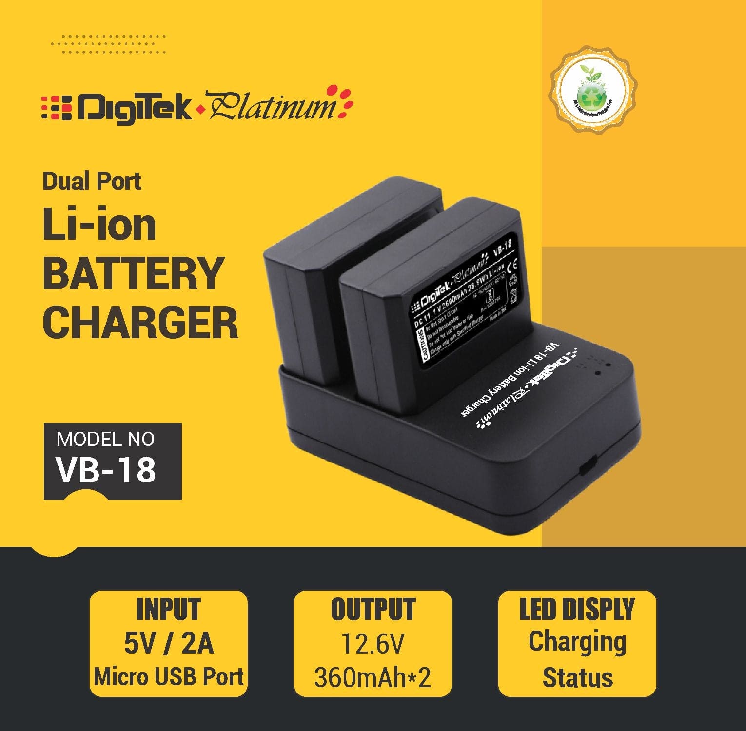 Digitek Platinum Dual Battery Charger VB-18 - Digitek