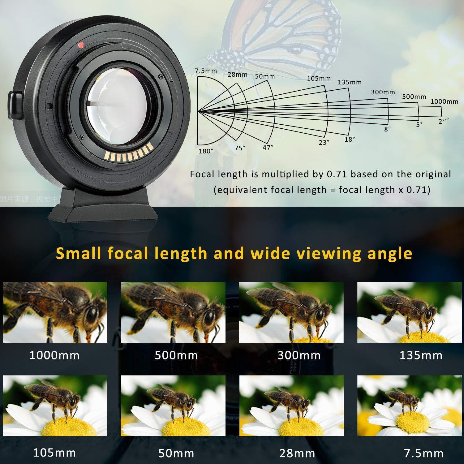 VILTROX EF-FX2 0.71x Auto Focus Mount Adaptor for EF Lenses on X-Mount mirrorless Cameras, Black - Digitek