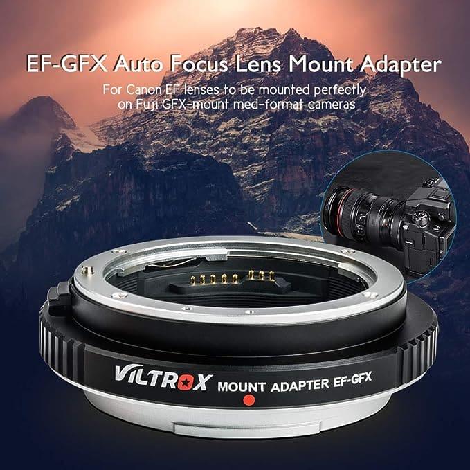 VILTROX EF-GFX Auto Focus Lens Mount Adapter USB Upgrade for Canon EF EF-S Lens to GFX-Mount Med-Format Cameras for Fuji GFX 50S/ 50R with Andoer Cleaning Cloth - Digitek