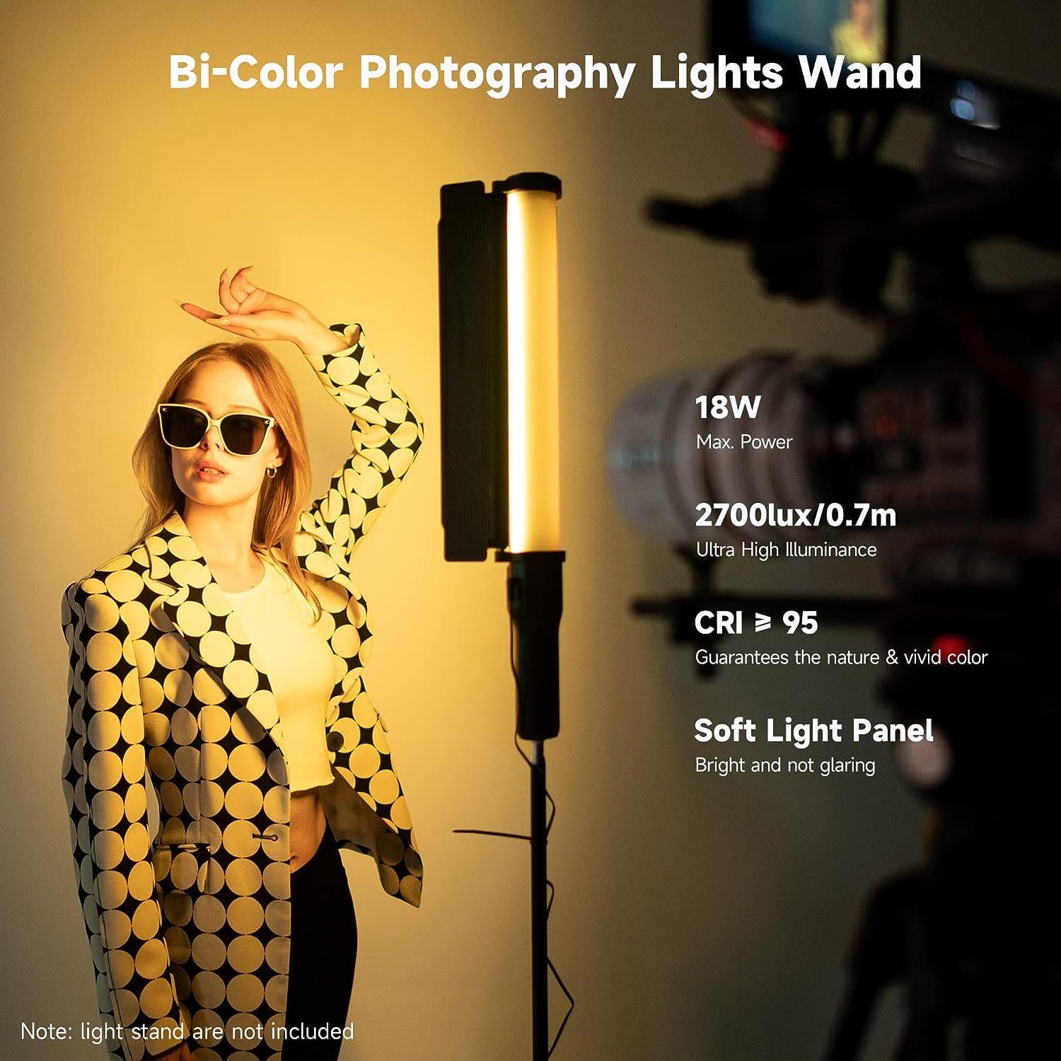 VILTROX H18 RGB LED Light Stick, 18W 2770Lux/0.7m CRI 95+ Double-Sided Handheld RGB Tube Light Wand with Barn Door App Control for Photography Video Lighting, 2800-6800K 360° Full Color 26 FX Effects - Digitek