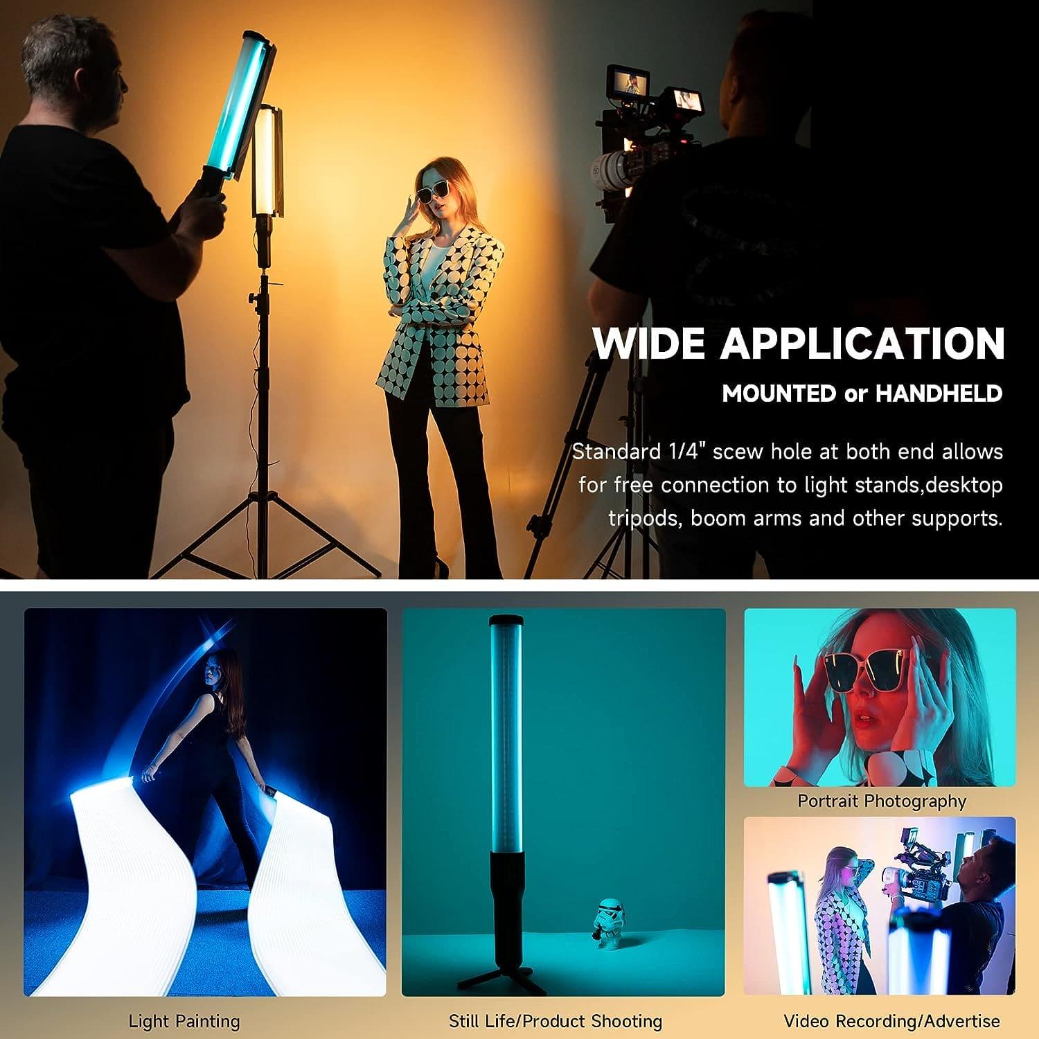 VILTROX H18 RGB LED Light Stick, 18W 2770Lux/0.7m CRI 95+ Double-Sided Handheld RGB Tube Light Wand with Barn Door App Control for Photography Video Lighting, 2800-6800K 360° Full Color 26 FX Effects - Digitek