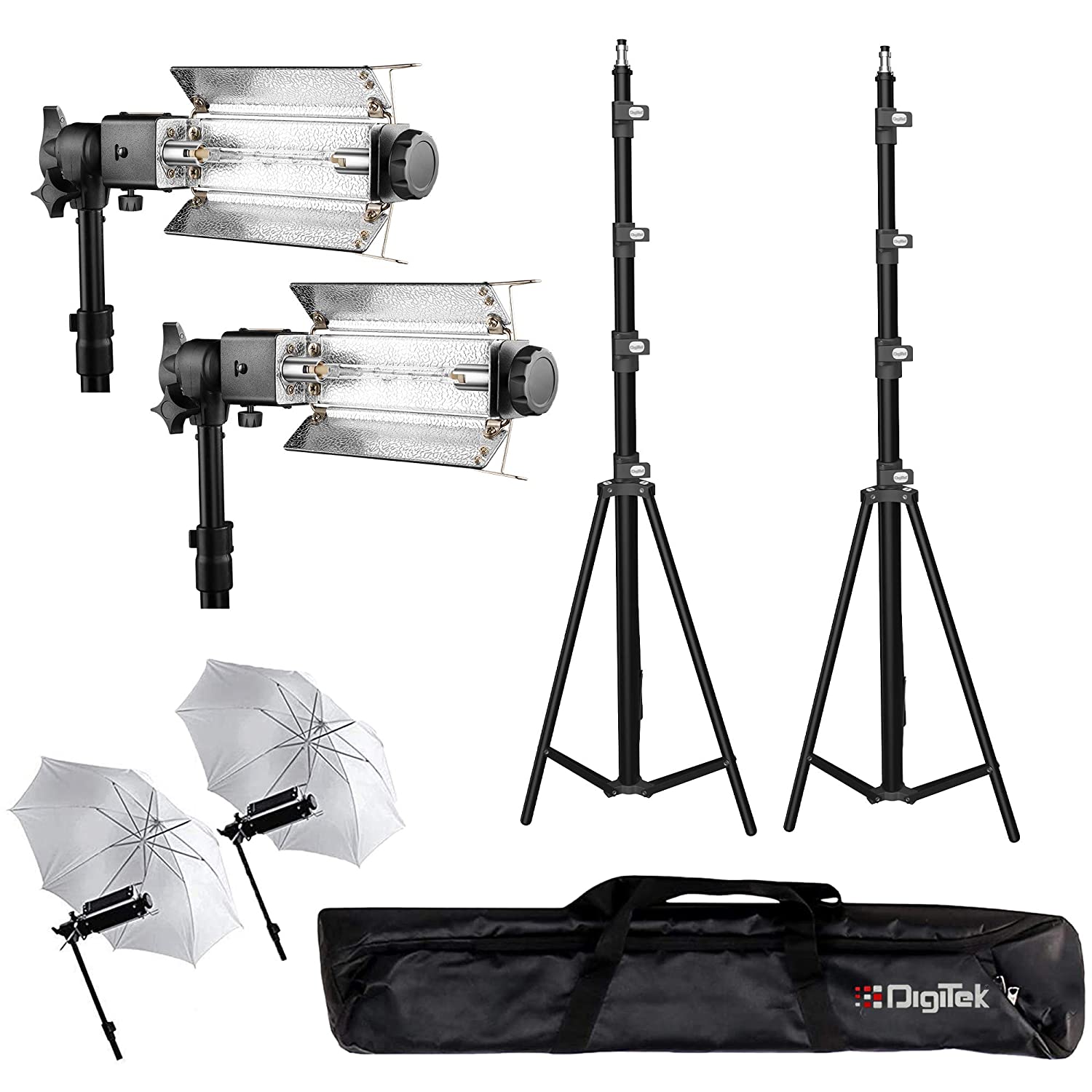 Digitek (Porta Kit 14FT L) Heavy Duty Porta Kit with Pair of Light Stands | Porta Lights and Carry Bag for Studio Setup. Porta Kit 14FT L