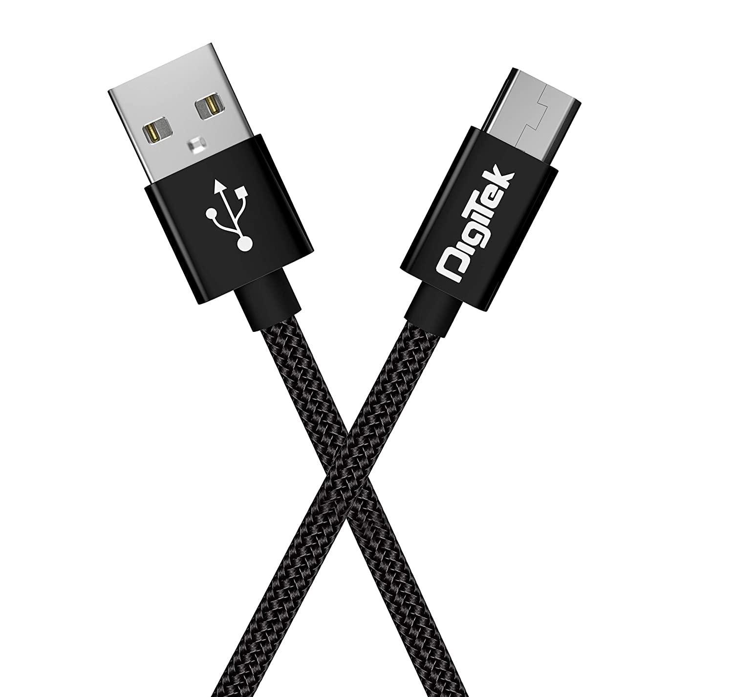 Digitek (DC 1M MU NB BKLPlatinum Nylon Braided Rapid Charge & Data Sync Micro USB Cable ,1 Metre, Black - Digitek