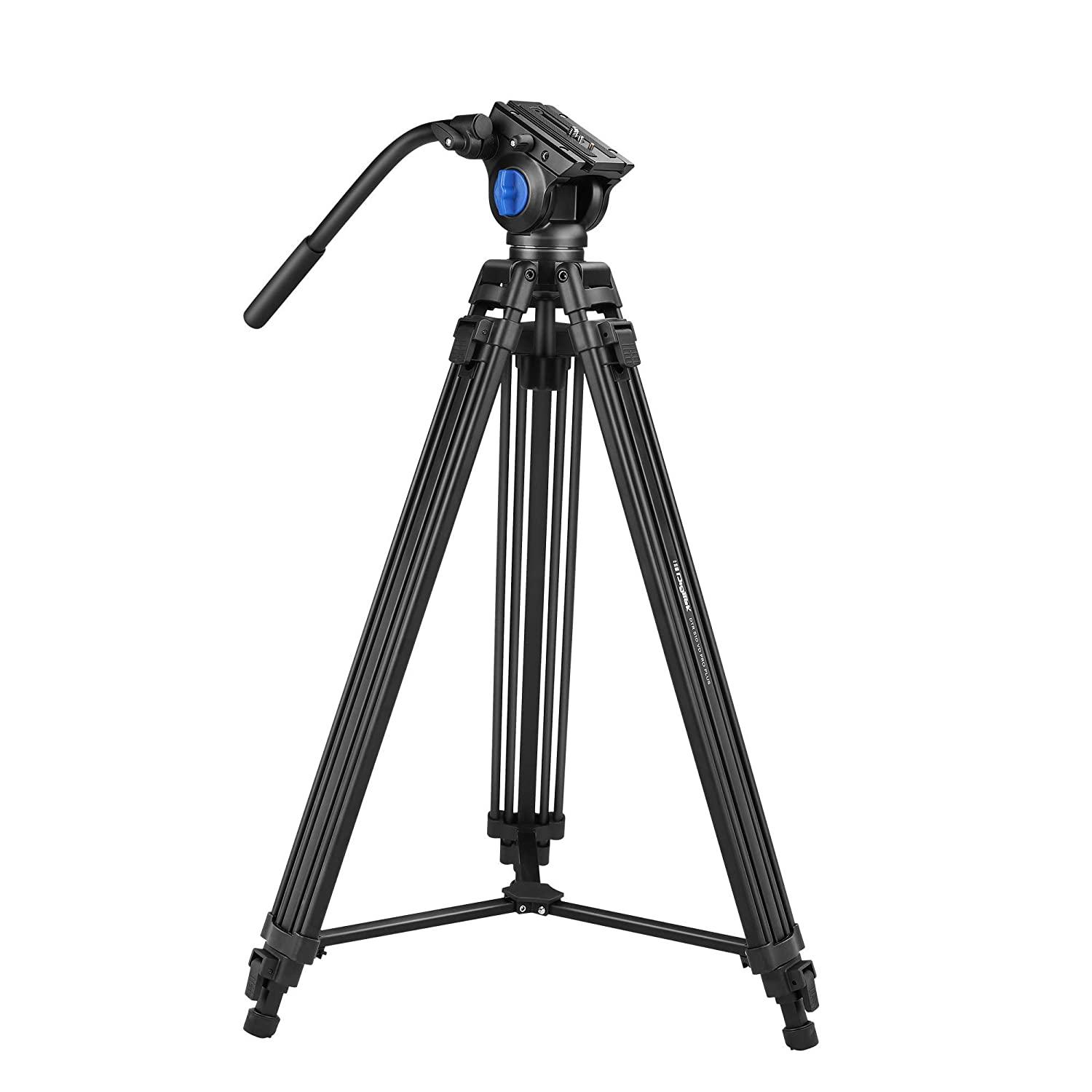 Digitek (DTR-510VD PRO PLUS, 70 Inch) Professional Video Aluminium Tripod with Multipurpose Head for Low Level Shooting, Panning for All DSLR Camera, Maximum Height 5.10 Feet, Load Capacity 15kgs (DTR-510VD PRO PLUS, 70 Inch) - Digitek