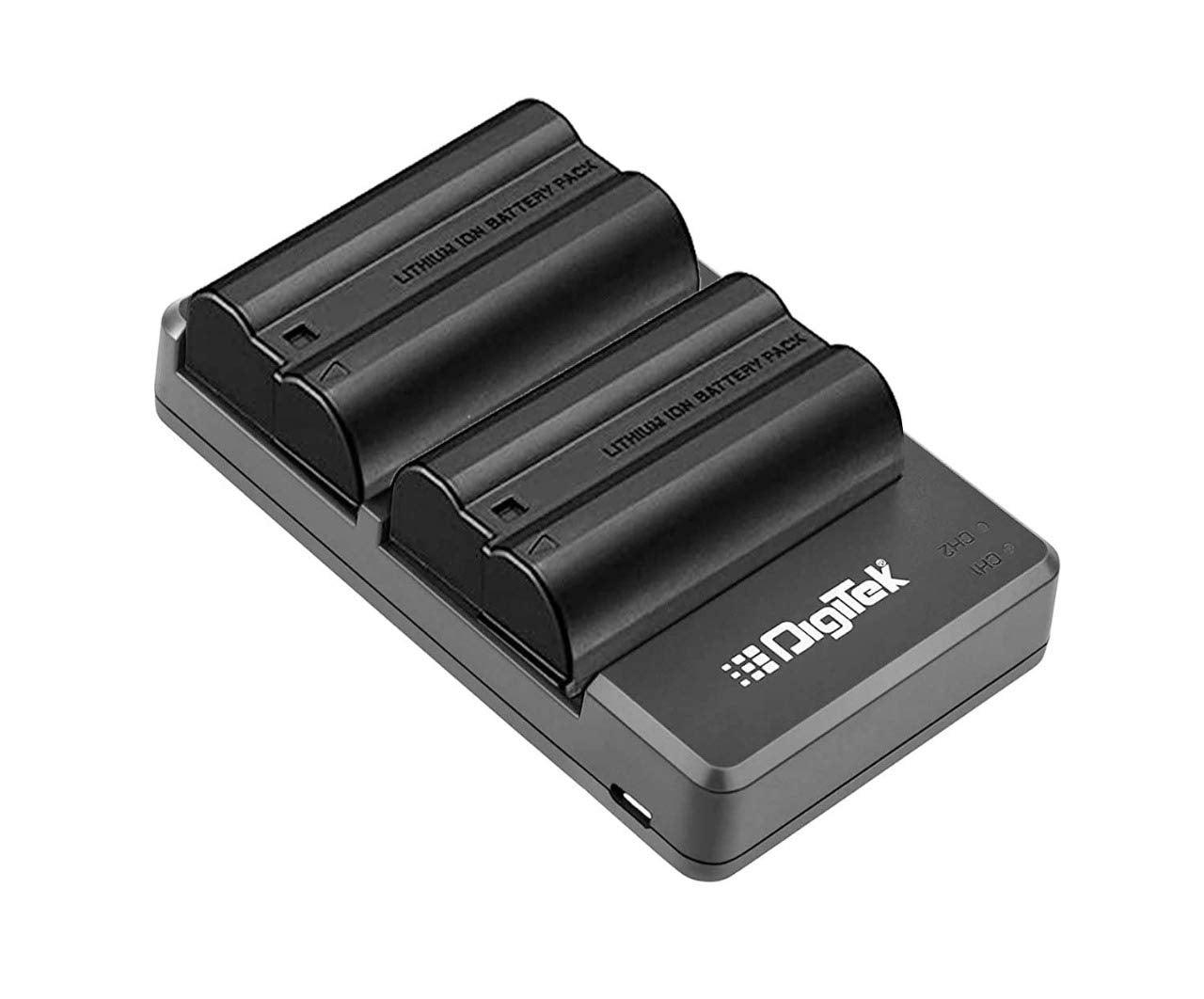 Digitek (DUC-010 (ENEL-15) Camera Battery Charger with Two ENEL-15 Battery Combo - Digitek