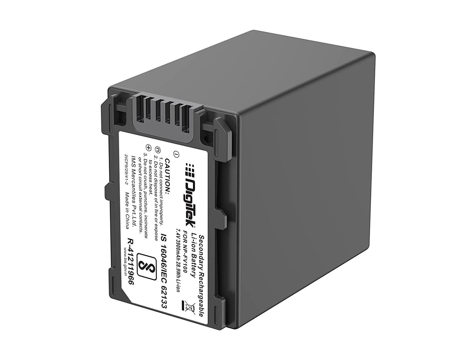 Digitek (NP FV100) 3900mAh Extra Power Secondary Rechargeable Li-ion Camera Battery for Sony FDR-AX53,FDR-AX700,HDR-CX455,HDR-CX675,DCR-SR21,DCR-SR60,DCR-SR68,DCR-SR88 Camera - Digitek