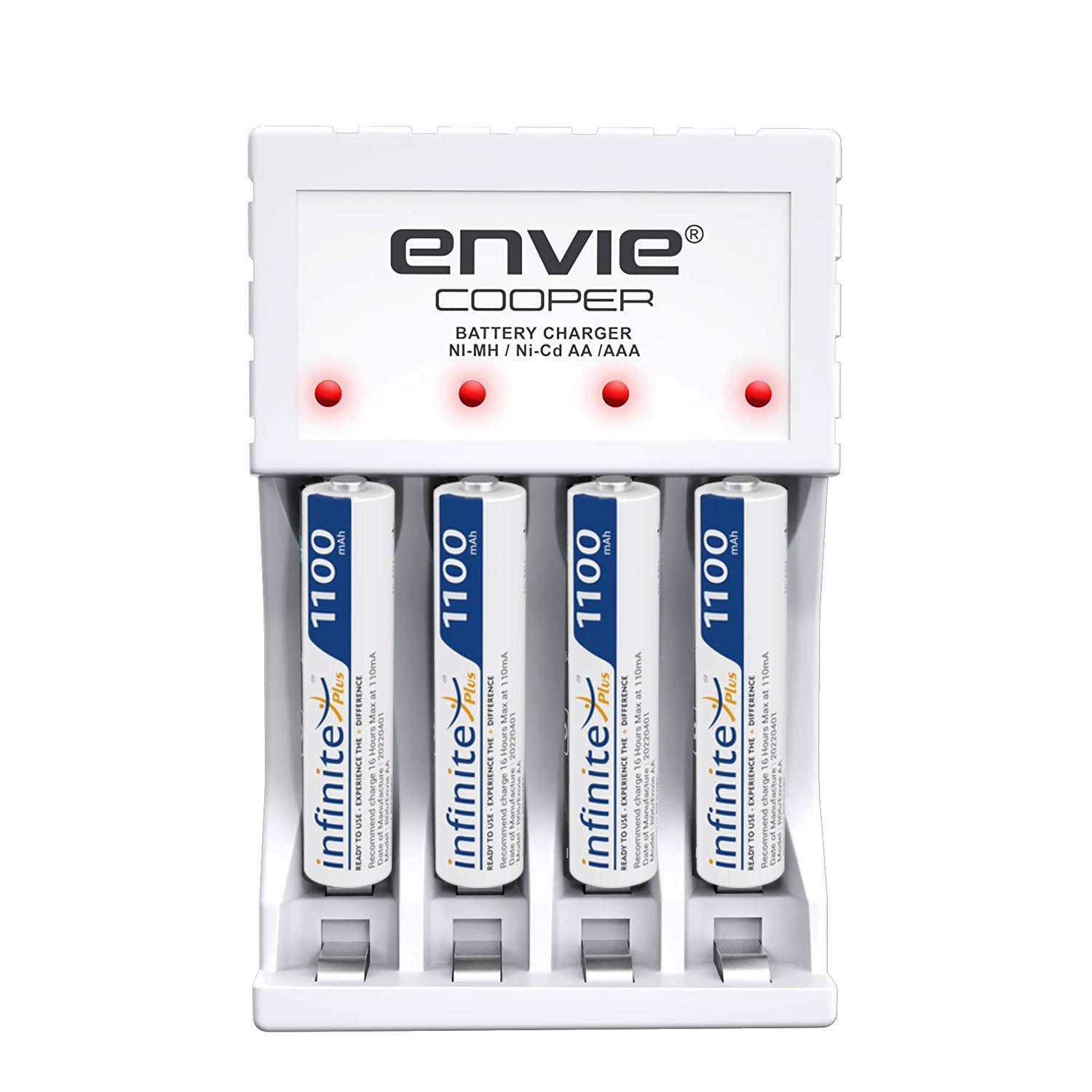 ENVIE (ECR 20 MC+4xAAA1100) Standard Rechargeable Battery Charger for AA & AAA Ni-mh/Ni-Cd with 4xAAA1100mah Rechargeable Batteries & LED Indicator - Digitek