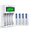 ENVIE (ECR11MC + 2800 4PL) SprintX Ultra Fast Rechargeable Batteries Charger for AA & AAA Ni-MH with 4xAA2800mah Rechargeable Batteries, with Over Charge Protection