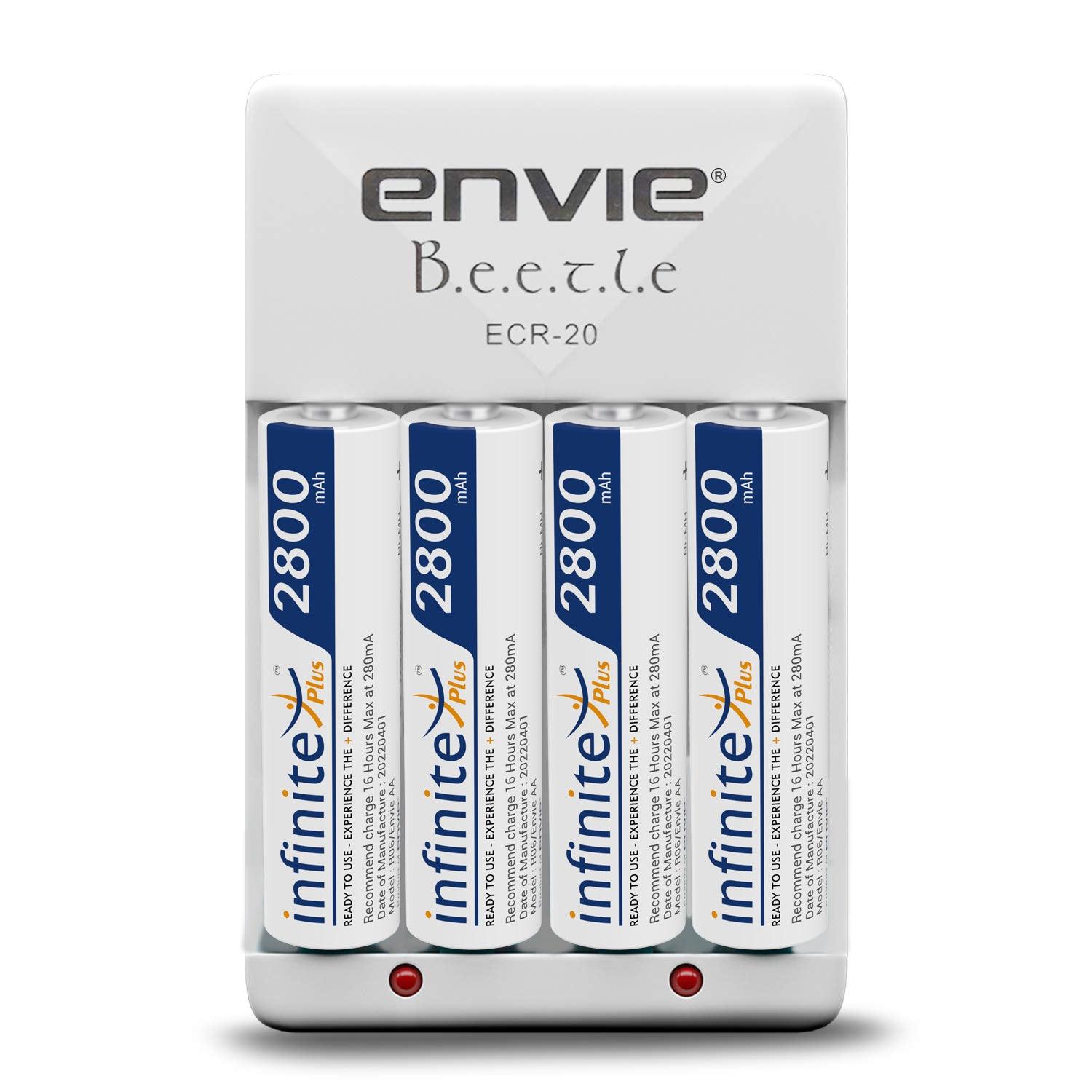 ENVIE (ECR20+AA2800 4PL) Charger for AA & AAA Rechargeable Batteries - Digitek